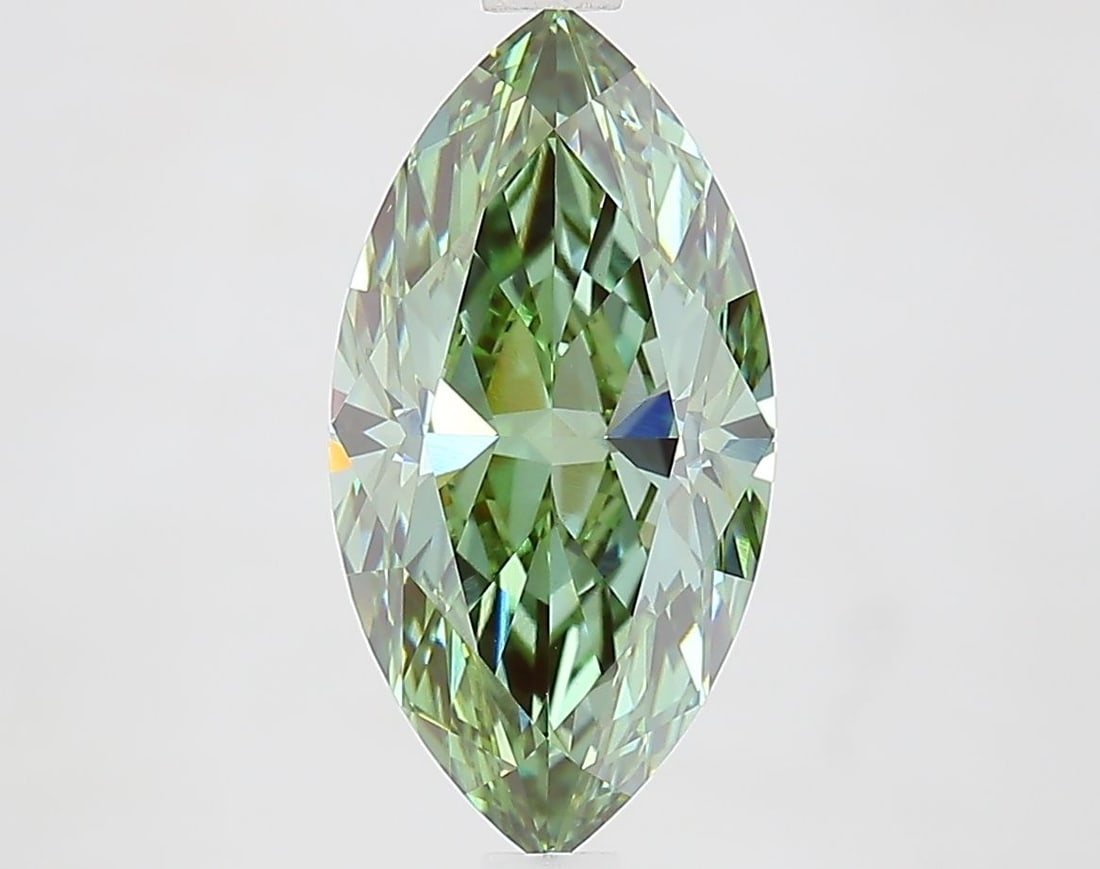 Loose Diamond - MARQUISE 2.5ct Fancy Vivid Green VVS2: Loose Diamond - MARQUISE 2.5ct Fancy Vivid Green VVS2 Source: This is a real non-mined Diamond that has been grown in a lab Shape: MARQUISE Carats: 2.5 Color: Fancy Vivid Green Certification: IGI Vide