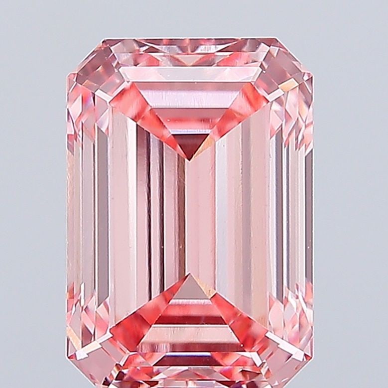 Loose Diamond - EMERALD 3.93ct Fancy Vivid Pink VS1: Loose Diamond - EMERALD 3.93ct Fancy Vivid Pink VS1 Source: This is a real non-mined Diamond that has been grown in a lab Shape: EMERALD Carats: 3.93 Color: Fancy Vivid Pink Certification: IGI Video: