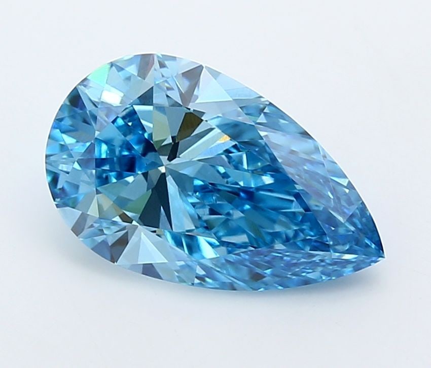Loose Diamond - PEAR 3.07ct Fancy Vivid Blue VS1: Loose Diamond - PEAR 3.07ct Fancy Vivid Blue VS1 Source: This is a real non-mined Diamond that has been grown in a lab Shape: PEAR Carats: 3.07 Color: Fancy Vivid Blue Certification: IGI Video: