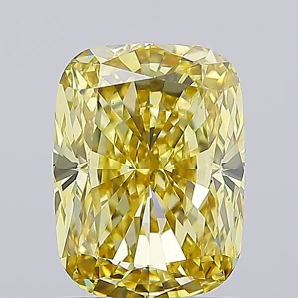 Loose Diamond - CUSHION MODIFIED 2.53ct Fancy Intense Yellow VS1: Loose Diamond - CUSHION MODIFIED 2.53ct Fancy Intense Yellow VS1 Source: This is a real non-mined Diamond that has been grown in a lab Shape: CUSHION MODIFIED Carats: 2.53 Color: Fancy Intense Yellow