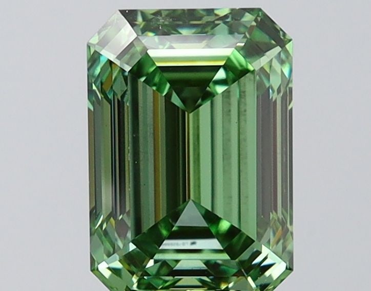 Loose Diamond - EMERALD 2.01ct Fancy Vivid Green VS2: Loose Diamond - EMERALD 2.01ct Fancy Vivid Green VS2 Source: This is a real non-mined Diamond that has been grown in a lab Shape: EMERALD Carats: 2.01 Color: Fancy Vivid Green Certification: IGI Video