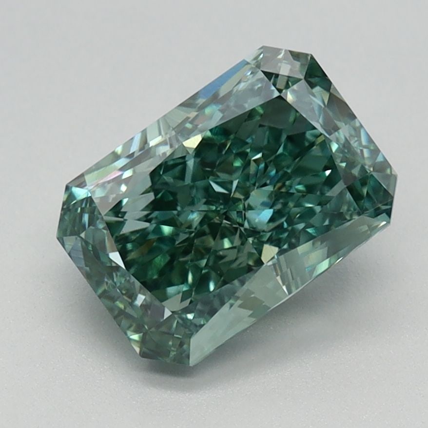 Loose Diamond - RADIANT 1.7ct Fancy Vivid Green VS1: Loose Diamond - RADIANT 1.7ct Fancy Vivid Green VS1 Source: This is a real non-mined Diamond that has been grown in a lab Shape: RADIANT Carats: 1.7 Color: Fancy Vivid Green Certification: IGI Video: