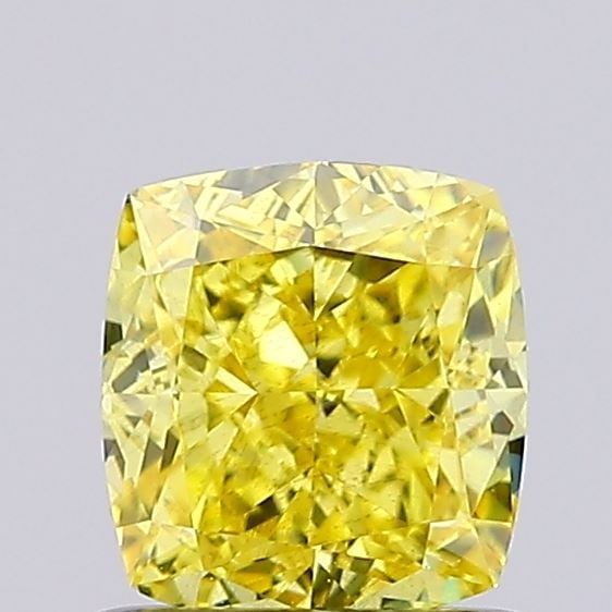 Loose Diamond - CUSHION BRILLIANT 1.0ct Fancy Vivid Yellow SI1: Loose Diamond - CUSHION BRILLIANT 1.0ct Fancy Vivid Yellow SI1 Source: This is a real non-mined Diamond that has been grown in a lab Shape: CUSHION BRILLIANT Carats: 1.0 Color: Fancy Vivid Yellow Cert