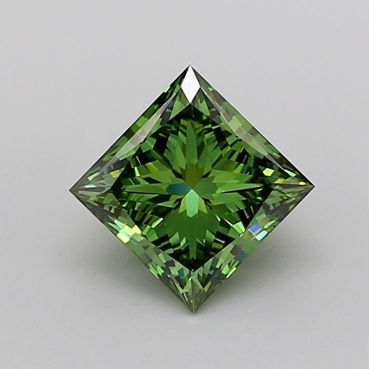 Loose Diamond - PRINCESS 1.87ct Fancy Vivid Green VVS2: Loose Diamond - PRINCESS 1.87ct Fancy Vivid Green VVS2 Source: This is a real non-mined Diamond that has been grown in a lab Shape: PRINCESS Carats: 1.87 Color: Fancy Vivid Green Certification: IGI Vi