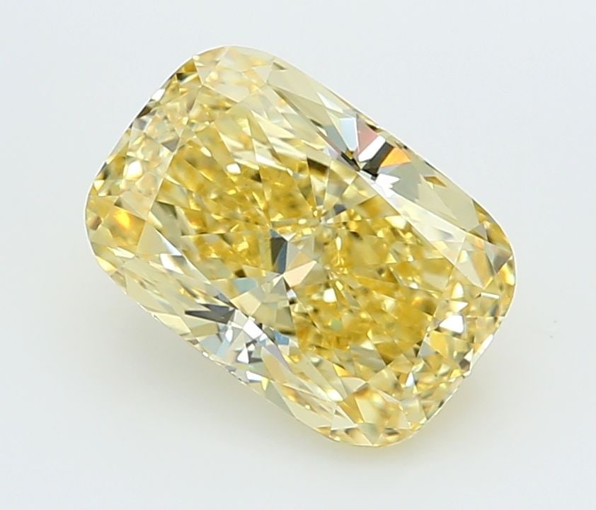 Loose Diamond - CUSHION MODIFIED 2.39ct Fancy Intense Yellow VVS2: Loose Diamond - CUSHION MODIFIED 2.39ct Fancy Intense Yellow VVS2 Source: This is a real non-mined Diamond that has been grown in a lab Shape: CUSHION MODIFIED Carats: 2.39 Color: Fancy Intense Yellow