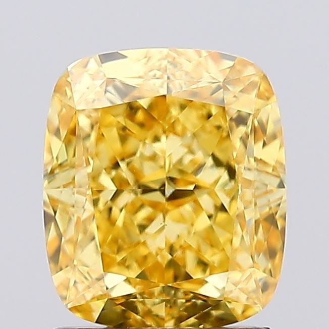 Loose Diamond - CUSHION MODIFIED 1.61ct Fancy Vivid Yellow VS1: Loose Diamond - CUSHION MODIFIED 1.61ct Fancy Vivid Yellow VS1 Source: This is a real non-mined Diamond that has been grown in a lab Shape: CUSHION MODIFIED Carats: 1.61 Color: Fancy Vivid Yellow Cert