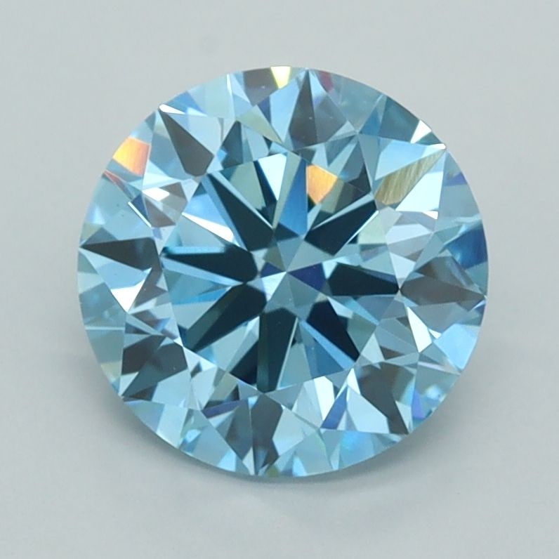 Loose Diamond - ROUND 2.01ct Fancy Vivid Blue VVS2: Loose Diamond - ROUND 2.01ct Fancy Vivid Blue VVS2 Source: This is a real non-mined Diamond that has been grown in a lab Shape: ROUND Carats: 2.01 Color: Fancy Vivid Blue Certification: IGI Video: