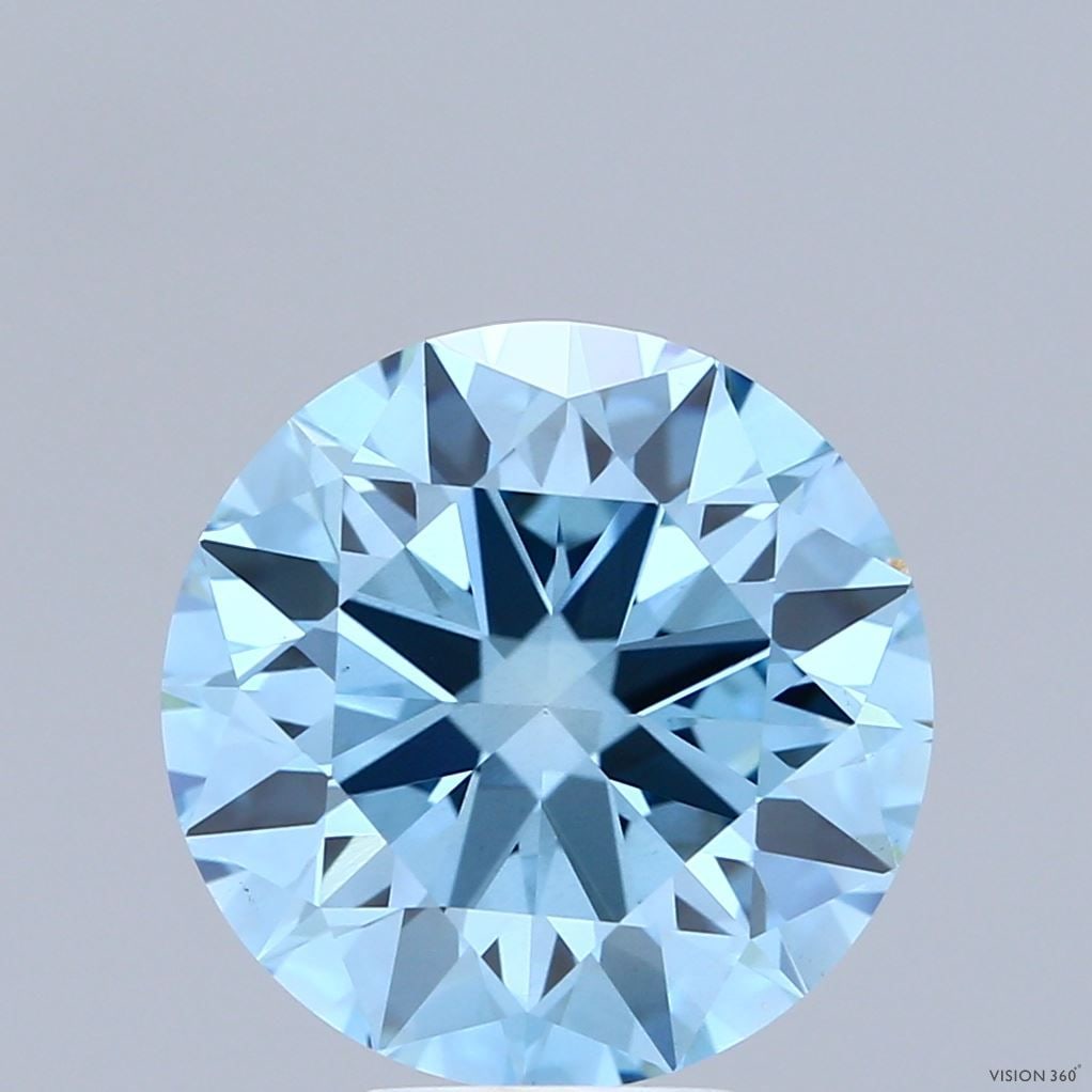 Ideal Loose Diamond - ROUND 4.97ct Fancy Vivid Blue VS1: Ideal Loose Diamond - ROUND 4.97ct Fancy Vivid Blue VS1 Source: This is a real non-mined Diamond that has been grown in a lab Shape: ROUND Carats: 4.97 Color: Fancy Vivid Blue Certification: IGI Video
