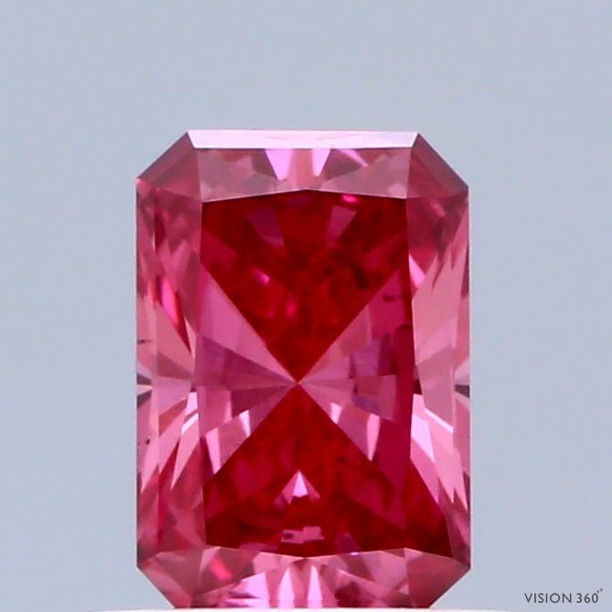 Loose Diamond - RADIANT 0.65ct Fancy Vivid Pink VS2: Loose Diamond - RADIANT 0.65ct Fancy Vivid Pink VS2 Source: This is a real non-mined Diamond that has been grown in a lab Shape: RADIANT Carats: 0.65 Color: Fancy Vivid Pink Certification: IGI Video: