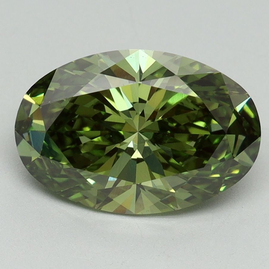 Loose Diamond - OVAL 2.5ct Fancy Vivid Green VVS2: Loose Diamond - OVAL 2.5ct Fancy Vivid Green VVS2 Source: This is a real non-mined Diamond that has been grown in a lab Shape: OVAL Carats: 2.5 Color: Fancy Vivid Green Certification: IGI Video: