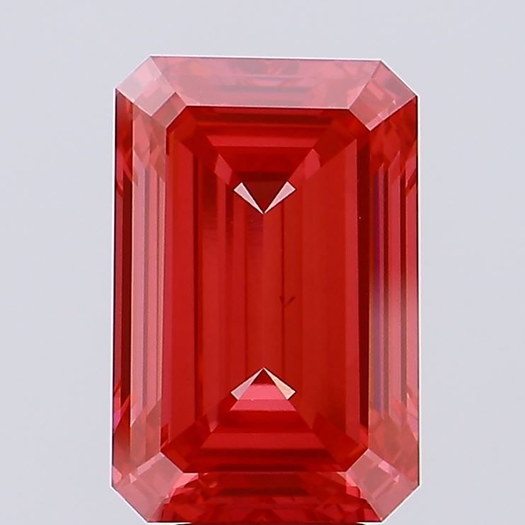 Loose Diamond - EMERALD 7.5ct Fancy Vivid Pinkish Red VS1: Loose Diamond - EMERALD 7.5ct Fancy Vivid Pinkish Red VS1 Source: This is a real non-mined Diamond that has been grown in a lab Shape: EMERALD Carats: 7.5 Color: Fancy Vivid Pinkish Red Certification: