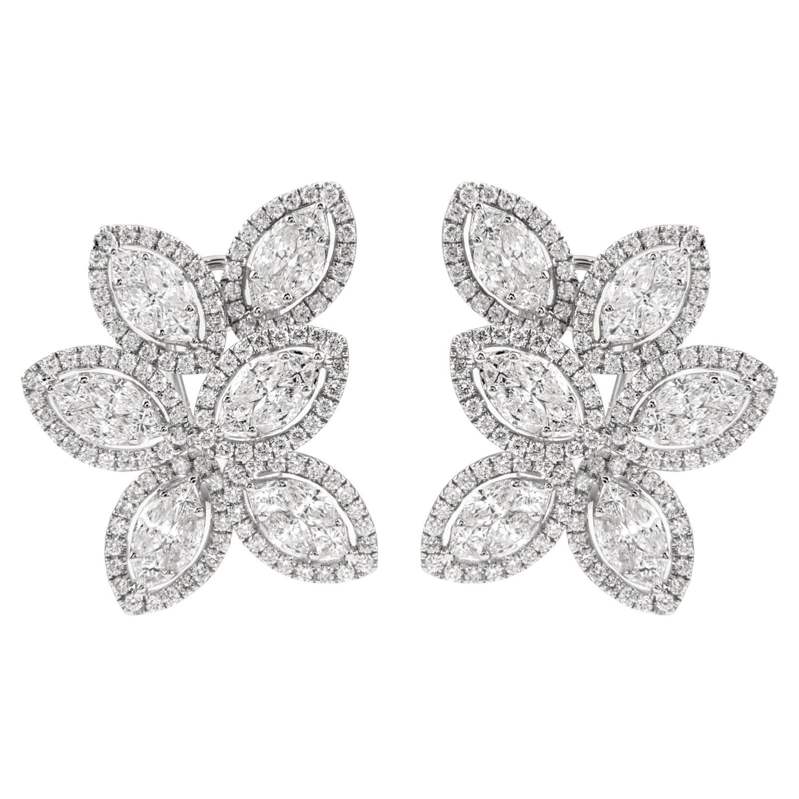 5.53ct Diamond Cluster Earrings 18k White Gold (1 of 4)