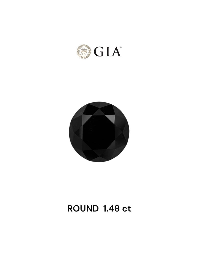 Loose Diamond - ROUND 1.48ct Fancy Black VVS2: Loose Diamond - ROUND 1.48ct Fancy Black VVS2 Source: Natural Shape: ROUND Carats: 1.48 Color: Fancy Black Certification: GIA Video: