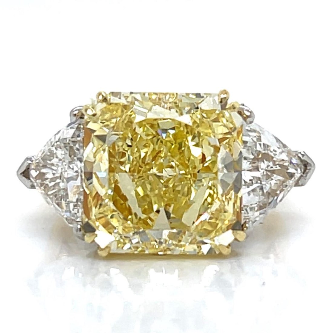 GIA 10.06 Ct Fancy Intense Yellow Radiant Diamond Ring in 18K Gold and Platinum (1 of 6)