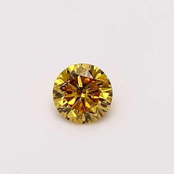 Loose Diamond - ROUND 0.22ct Fancy Vivid Orangey Yellow I2: Loose Diamond - ROUND 0.22ct Fancy Vivid Orangey Yellow I2 Source: Natural Shape: ROUND Carats: 0.22 Color: Fancy Vivid Orangey Yellow Certification: GIA Video: