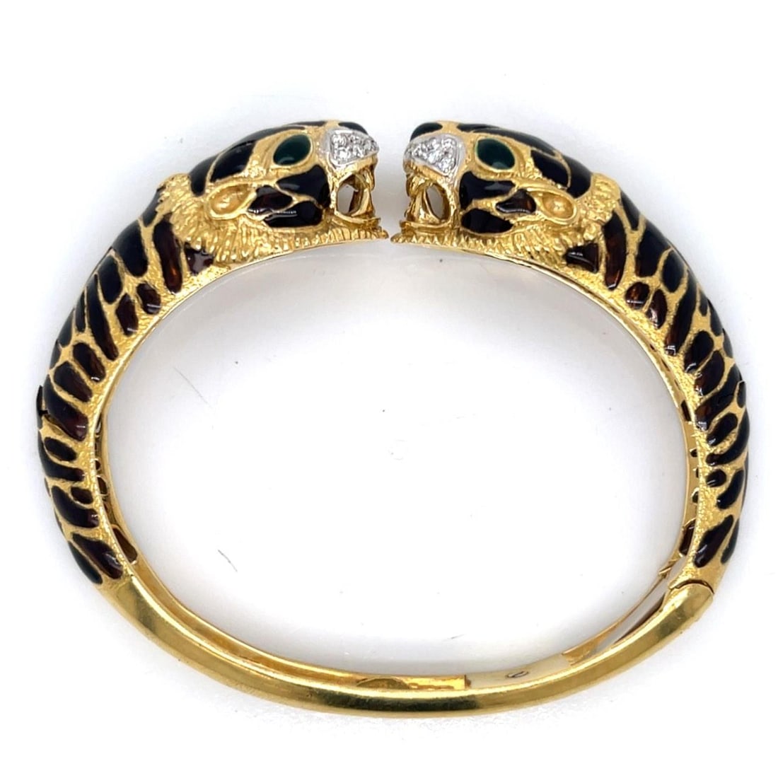 18K Yellow Gold Panther Bangle with 20 Diamonds 0.50 Ct (1 of 5)
