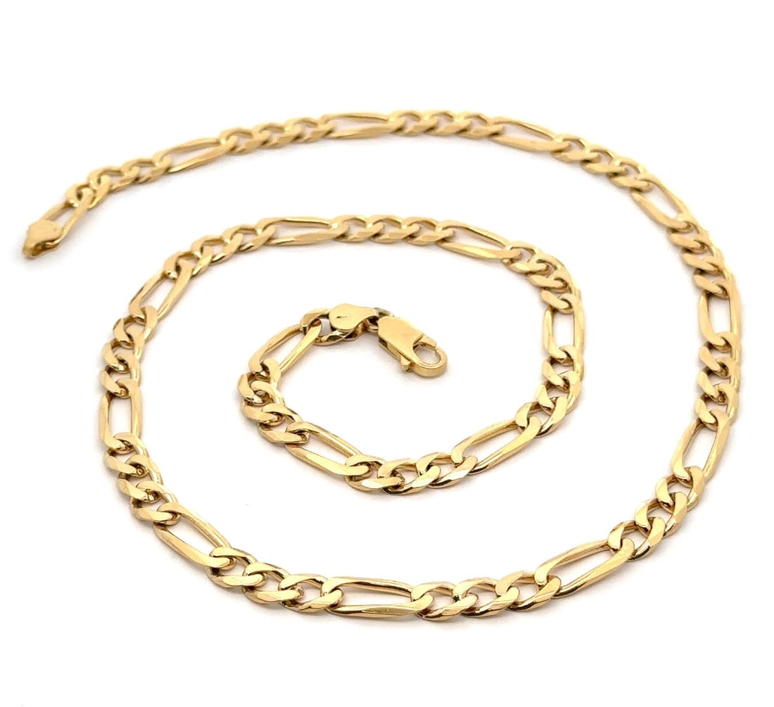 18k Yellow Gold Italian 24 Inch Figaro Link Chain Necklace: 18k Yellow Gold Italian 24 Inch Figaro Link Chain Necklace This exquisite 24-inch Figaro link chain necklace is crafted from solid 18k yellow gold, showcasing a classic Italian design. It features a s