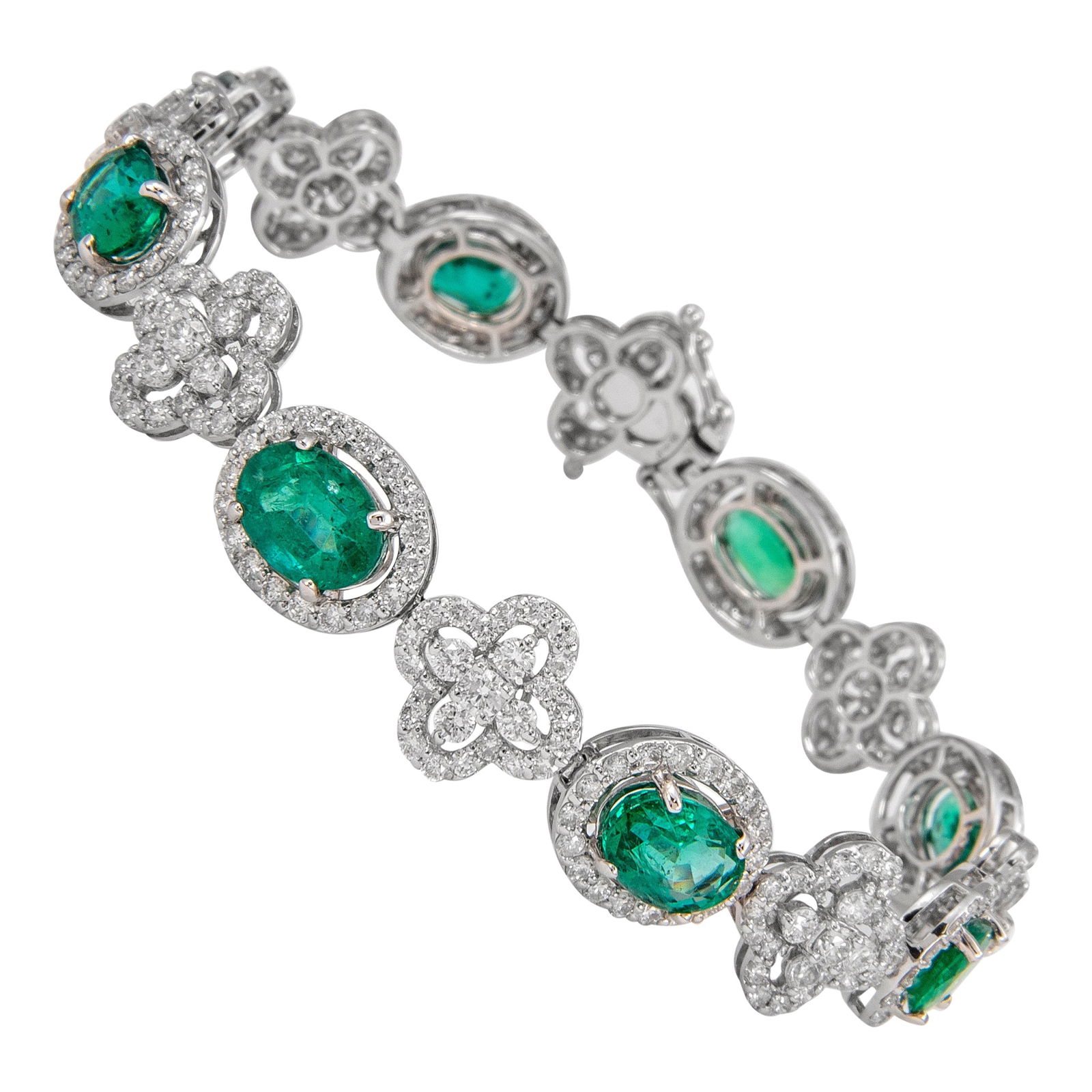 13.25 Carat Emerald Diamond Bracelet 18k White Gold Contemporary (1 of 4)