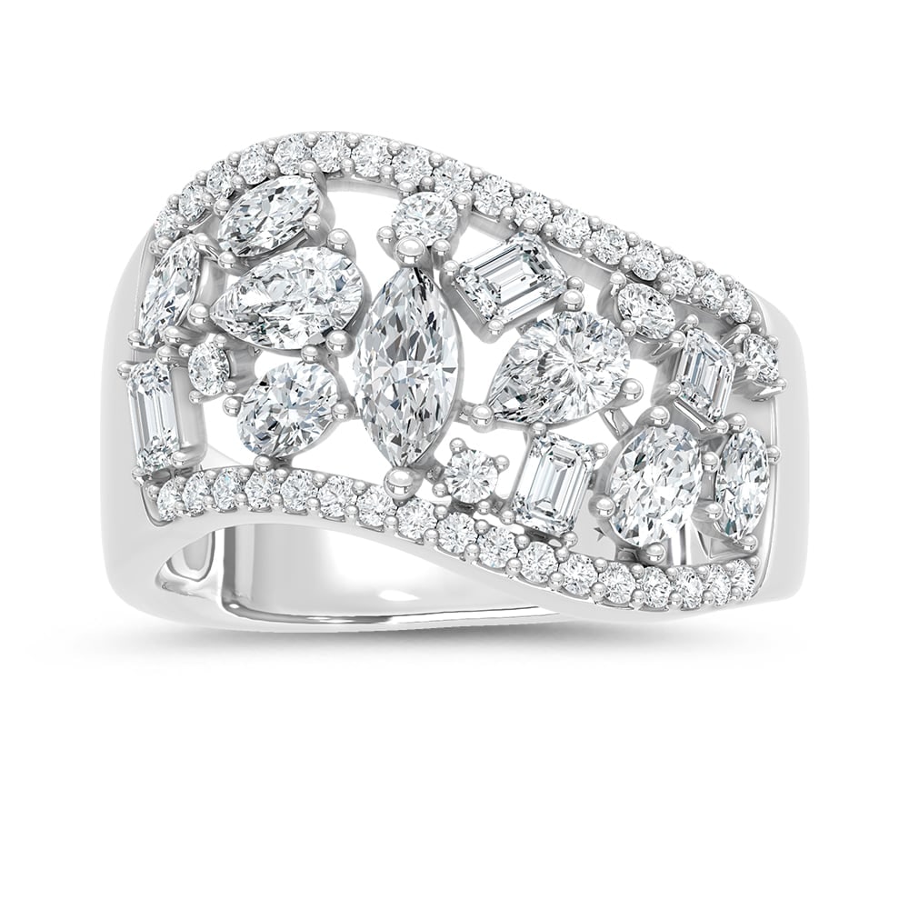 14K White Gold Lab Grown Diamond 1 7/8 Ct.Tw. Fashion Ring: 14K White Gold Lab Grown Diamond 1 7/8 Ct.Tw. Fashion Ring This sophisticated 14K White Gold fashion ring is adorned with lab grown diamonds totaling 1 7/8 Ct.Tw., offering clean elegance and radiant