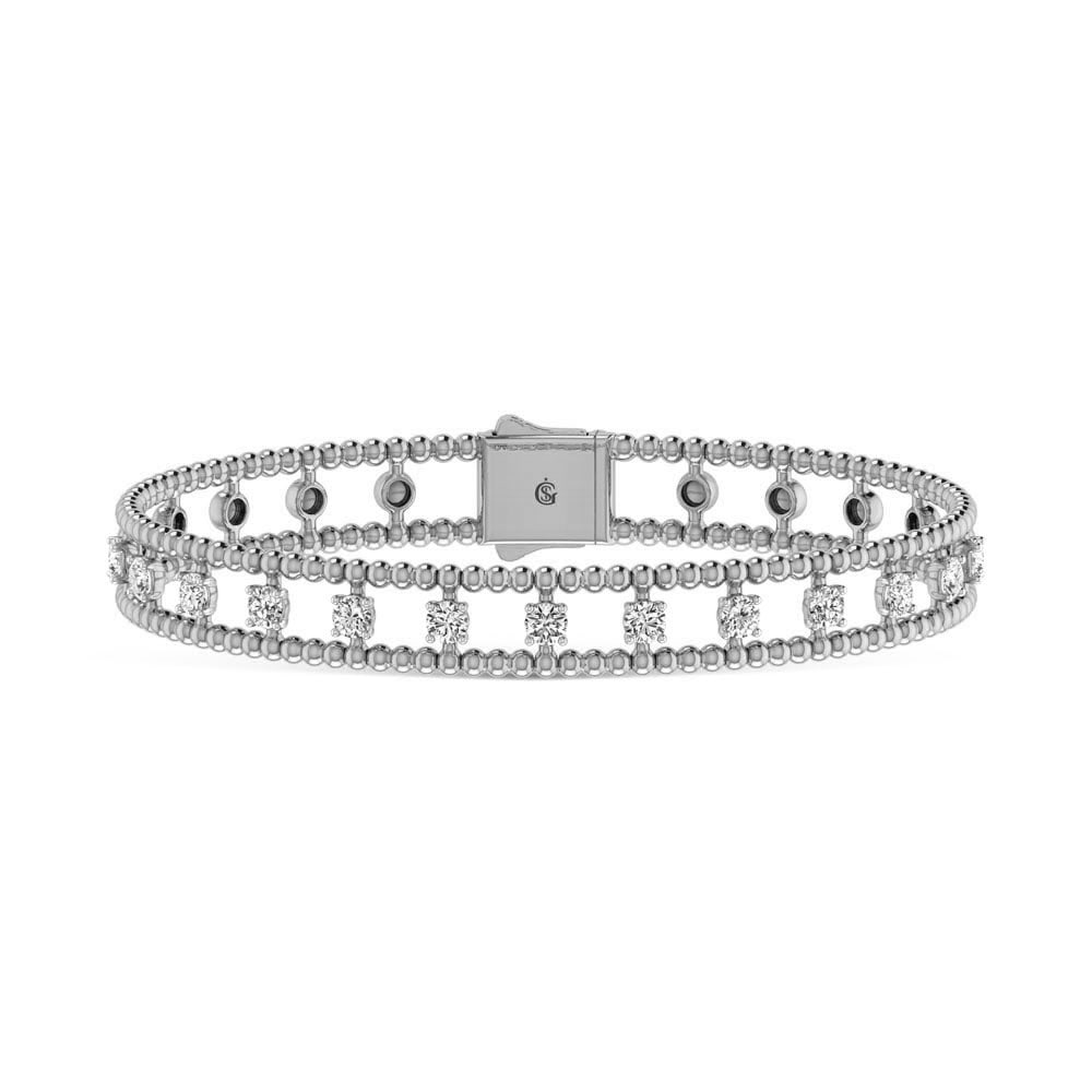 14K White Gold Lab Grown Yellow and White Diamond 1 1/3 Ct.Tw Flexi Bangle: 14K White Gold Lab Grown Yellow and White Diamond 1 1/3 Ct.Tw Flexi Bangle Crafted in 14K White Gold, this flexi bangle showcases lab grown yellow and white diamonds totaling 1 1/3 Ct.Tw., delivering