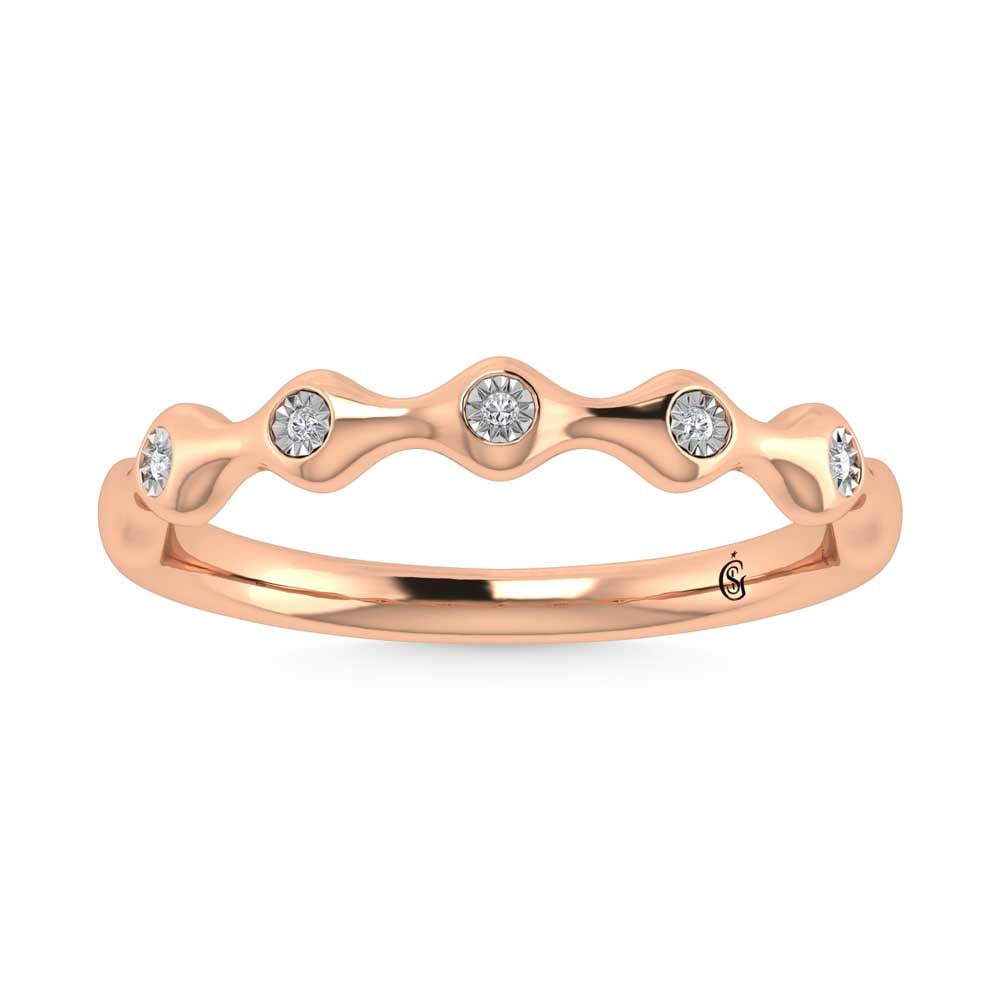 14K Rose Gold Diamond 1/20 Ct.Tw. Stackable Band: 14K Rose Gold Diamond 1/20 Ct.Tw. Stackable Band 14k Rose Gold Stone Color: G-h Stone Clarity: Si This item may take 2-5 weeks for shipping. PLEASE NOTE: Framed, Large, or heavy items do not have ship