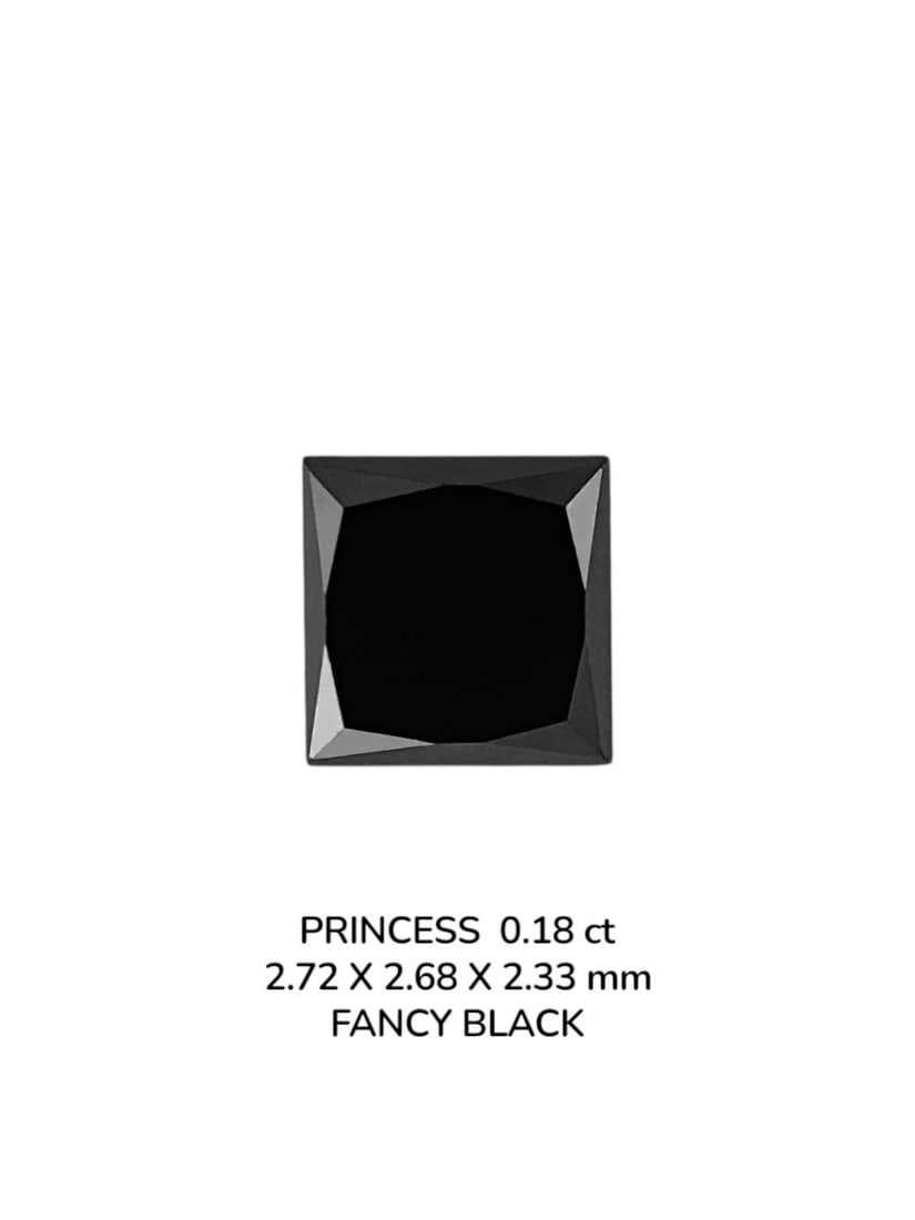 Loose Diamond - PRINCESS 0.18ct Fancy Black VVS2: Loose Diamond - PRINCESS 0.18ct Fancy Black VVS2 Source: Natural Shape: PRINCESS Carats: 0.18 Color: Fancy Black Certification: NONE PLEASE NOTE: Framed, Large, or heavy items do not have shipping cos