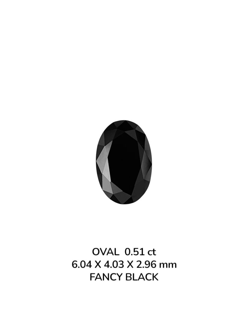 Loose Diamond - OVAL 0.51ct Fancy Black VVS2: Loose Diamond - OVAL 0.51ct Fancy Black VVS2 Source: Natural Shape: OVAL Carats: 0.51 Color: Fancy Black Certification: NONE PLEASE NOTE: Framed, Large, or heavy items do not have shipping costs inclu