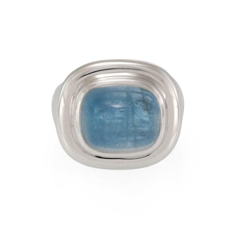Tiffany & Co. Paloma Picasso 8ct Aquamarine 18k White Gold Ring: Tiffany & Co. Paloma Picasso 8ct Aquamarine 18k White Gold Ring This exquisite ring from Tiffany & Co., designed by Paloma Picasso, features a stunning 8-carat oval cabochon aquamarine gemstone set in