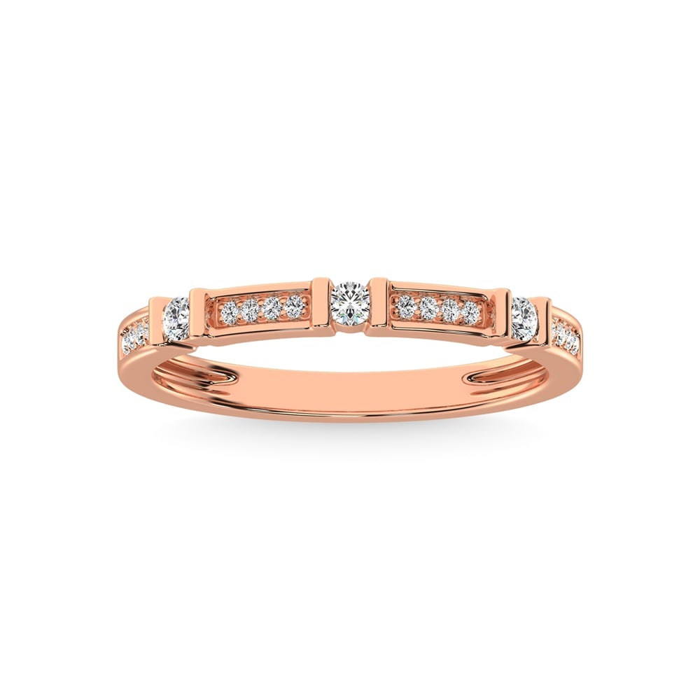 14K Rose Gold 1/6 Ct.Tw. Diamond Stackable Band: 14K Rose Gold 1/6 Ct.Tw. Diamond Stackable Band With Sparkle And Shine These Dainty Bands Made Of 14K Rose Gold. Radiant With 1/6 Ctw Shimmering Diamonds. Give a new look to your engagement ring !!! 1