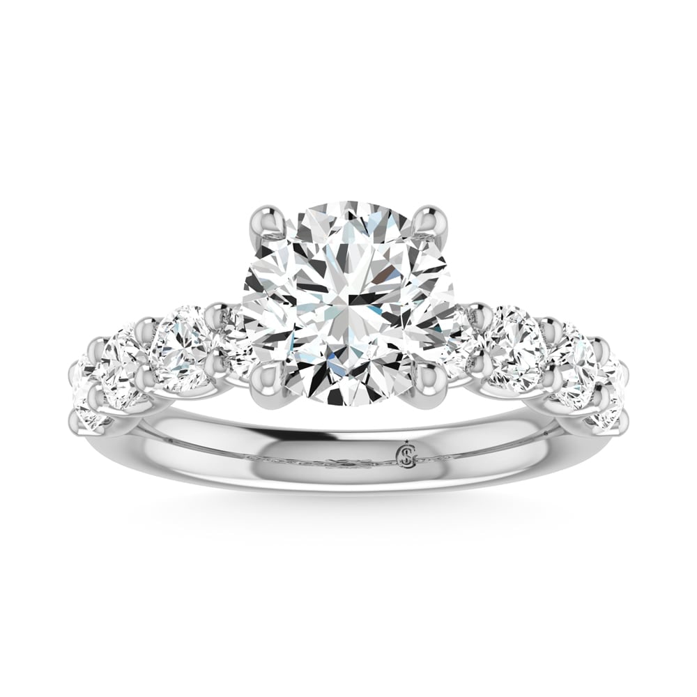 14K White Gold Lab Grown Diamond 4 5/8 Ct.Tw. Round Shape Halfway Engagement Ring (IGI Certified: 14K White Gold Lab Grown Diamond 4 5/8 Ct.Tw. Round Shape Halfway Engagement Ring (IGI Certified Center 3CT) This elegant diamond engagement ring crafted in 14k white gold, features a brilliant round-