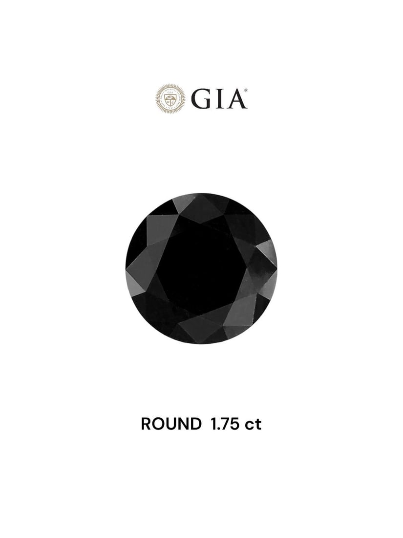 Loose Diamond - ROUND 1.75ct Fancy Black VVS2: Loose Diamond - ROUND 1.75ct Fancy Black VVS2 Source: Natural Shape: ROUND Carats: 1.75 Color: Fancy Black Certification: GIA Video: