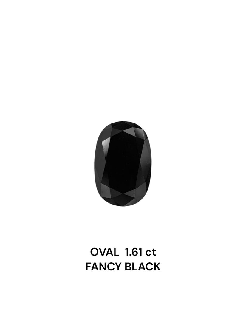 Loose Diamond - OVAL 1.61ct Black: Loose Diamond - OVAL 1.61ct Black Source: Natural Shape: OVAL Carats: 1.61 Color: Black Certification: IGI Video: