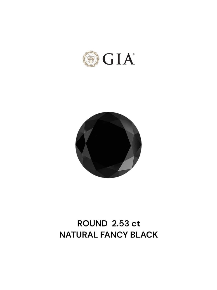Loose Diamond - ROUND 2.53ct Fancy Black VVS2: Loose Diamond - ROUND 2.53ct Fancy Black VVS2 Source: Natural Shape: ROUND Carats: 2.53 Color: Fancy Black Certification: GIA Video: