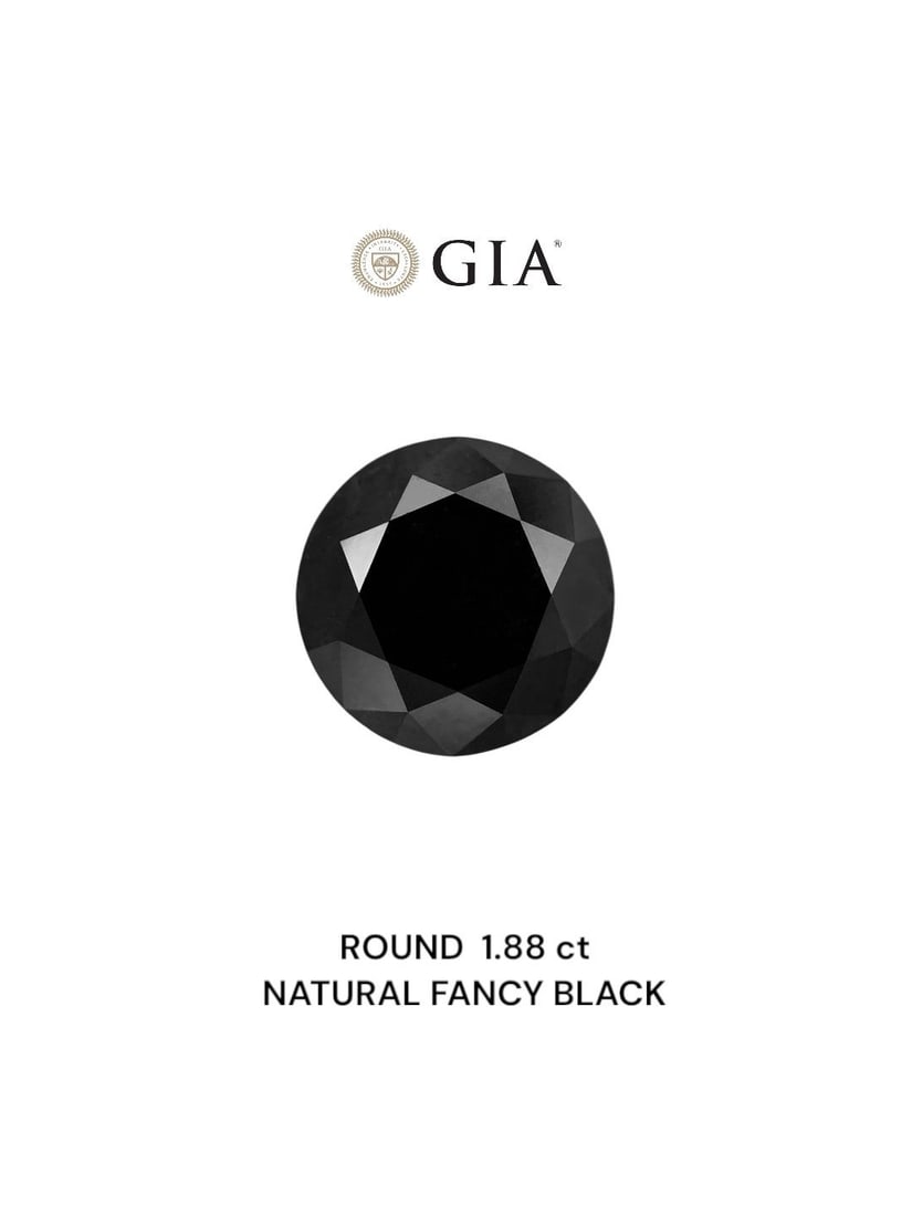 Loose Diamond - ROUND 1.88ct Fancy Black VVS2: Loose Diamond - ROUND 1.88ct Fancy Black VVS2 Source: Natural Shape: ROUND Carats: 1.88 Color: Fancy Black Certification: GIA Video: