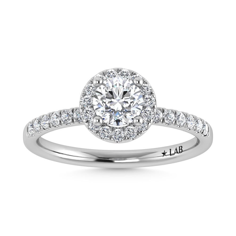 14K White Gold Lab Grown Diamond 3 1/3 Ct.Tw. IGI Certified Round Shape Halo Engagement Ring (IGI: 14K White Gold Lab Grown Diamond 3 1/3 Ct.Tw. IGI Certified Round Shape Halo Engagement Ring (IGI Certified Center 3ct) Celebrate your forever moment with the timeless brilliance of our Halo Diamond E