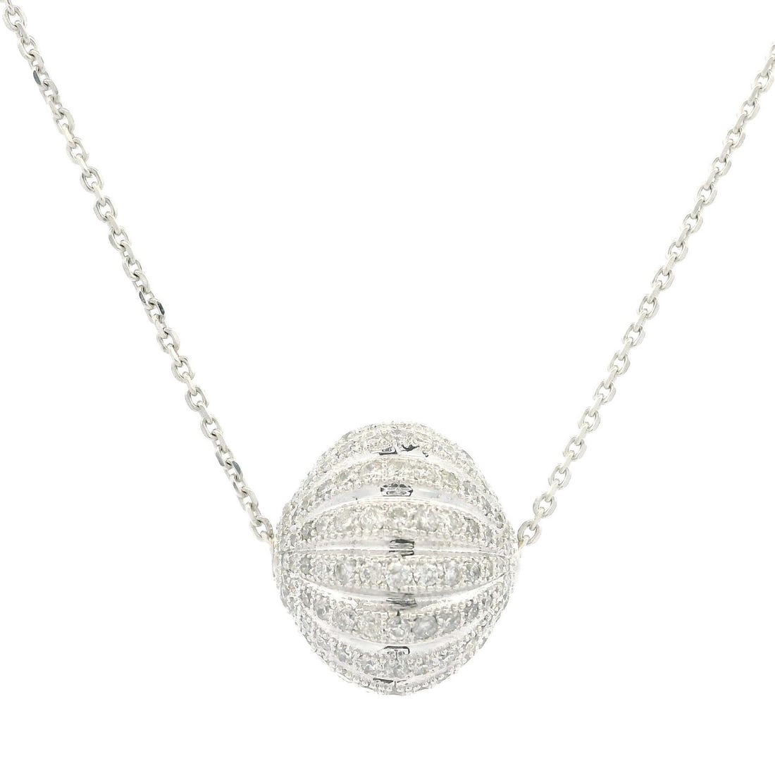 Elegant 1.25ctw Diamond White Gold Milgrain Oval Slide Pendant Necklace: Elegant 1.25ctw Diamond White Gold Milgrain Oval Slide Pendant Necklace This exquisite White Gold Diamond Milgrain Banded Oval Ball Slide Pendant Necklace features a stunning design that showcases app