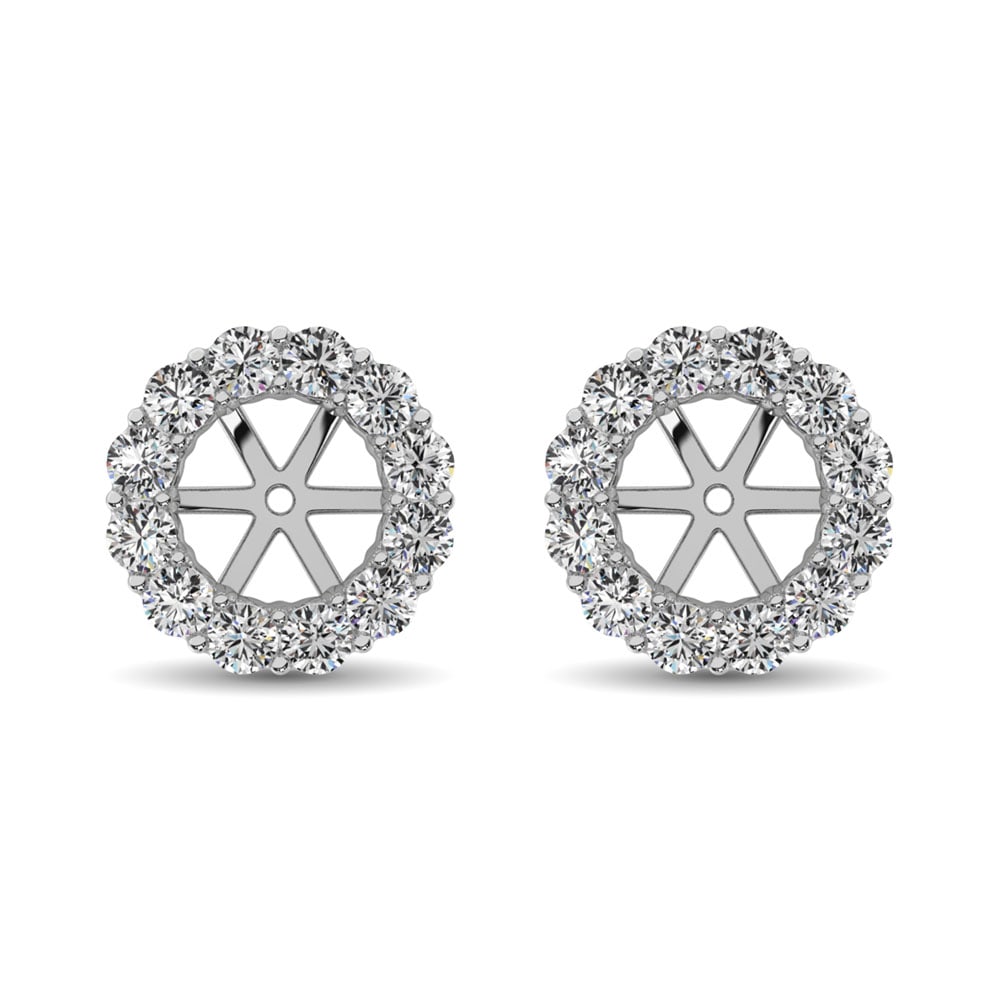 14K White Gold Diamond 3/4 Ct.Tw. Earrings Jacket: 14K White Gold Diamond 3/4 Ct.Tw. Earrings Jacket These amazing earrings are available in 14K White Gold. There are 14 round diamonds with a total carat weight of 3/4 Ct.Tw. set in a Prong setting. 14