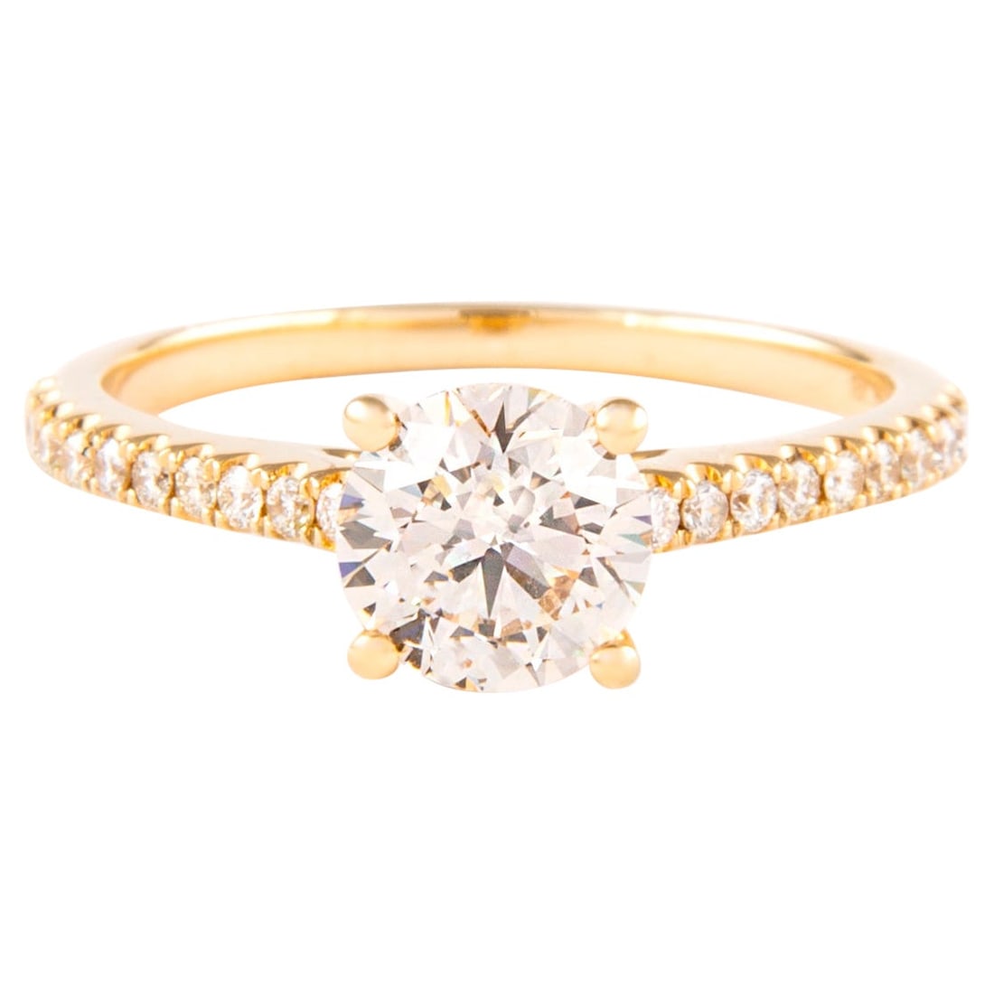 1.03 Carat Round Diamond Engagement Ring 18K Yellow Gold GIA Appraisal: 1.03 Carat Round Diamond Engagement Ring 18K Yellow Gold GIA Appraisal This stunning contemporary solitaire diamond engagement ring features a dazzling 1.03 carat round brilliant diamond at its center