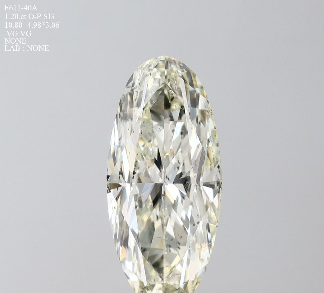 Loose Diamond - OVAL 1.2ct O-P I1: Loose Diamond - OVAL 1.2ct O-P I1 Source: Natural Shape: OVAL Carats: 1.2 Color: O-P Certification: NONE Video: