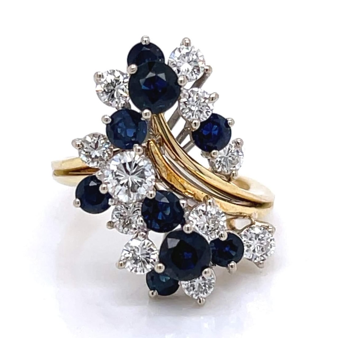18K Yellow Gold Sapphire and Diamond Ring 1.50 Ct Each (1 of 5)