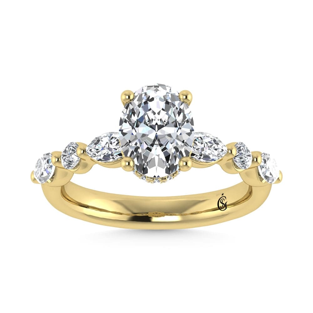 14K Yellow Gold Lab Grown Diamond 3 5/8 Ct.Tw. Marquise and Round Shape Halo Engagement Ring (IGI: 14K Yellow Gold Lab Grown Diamond 3 5/8 Ct.Tw. Marquise and Round Shape Halo Engagement Ring (IGI Certified Center 3ct) 14K Yellow Gold Lab Grown Diamond 3 5/8 Ct.Tw. IGI Certified Marquise and Round