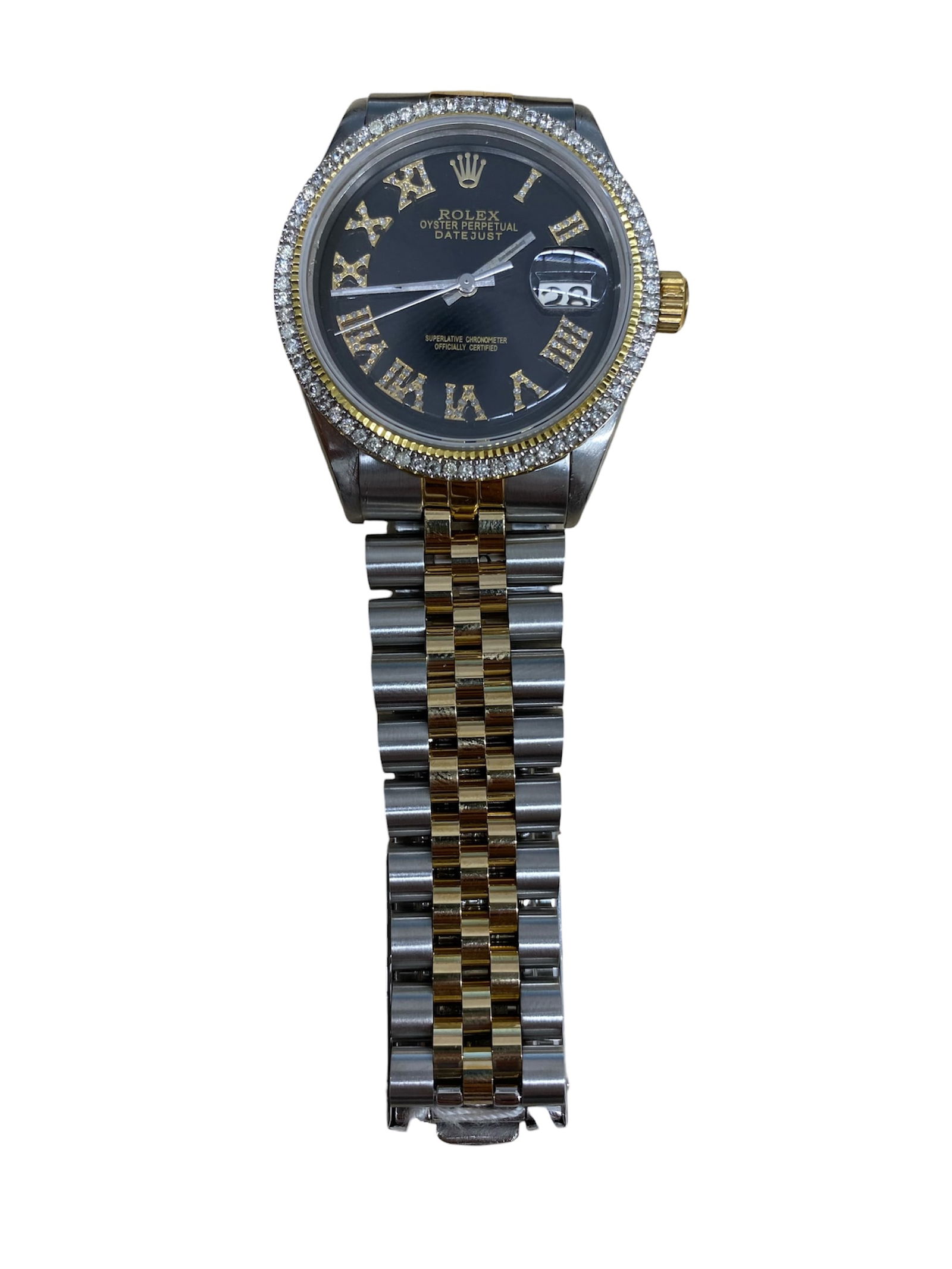 Ref 1601 Aftermarket Blue Roman Diamond Dial Jubilee Bracelet Datejust Watch (1 of 3)