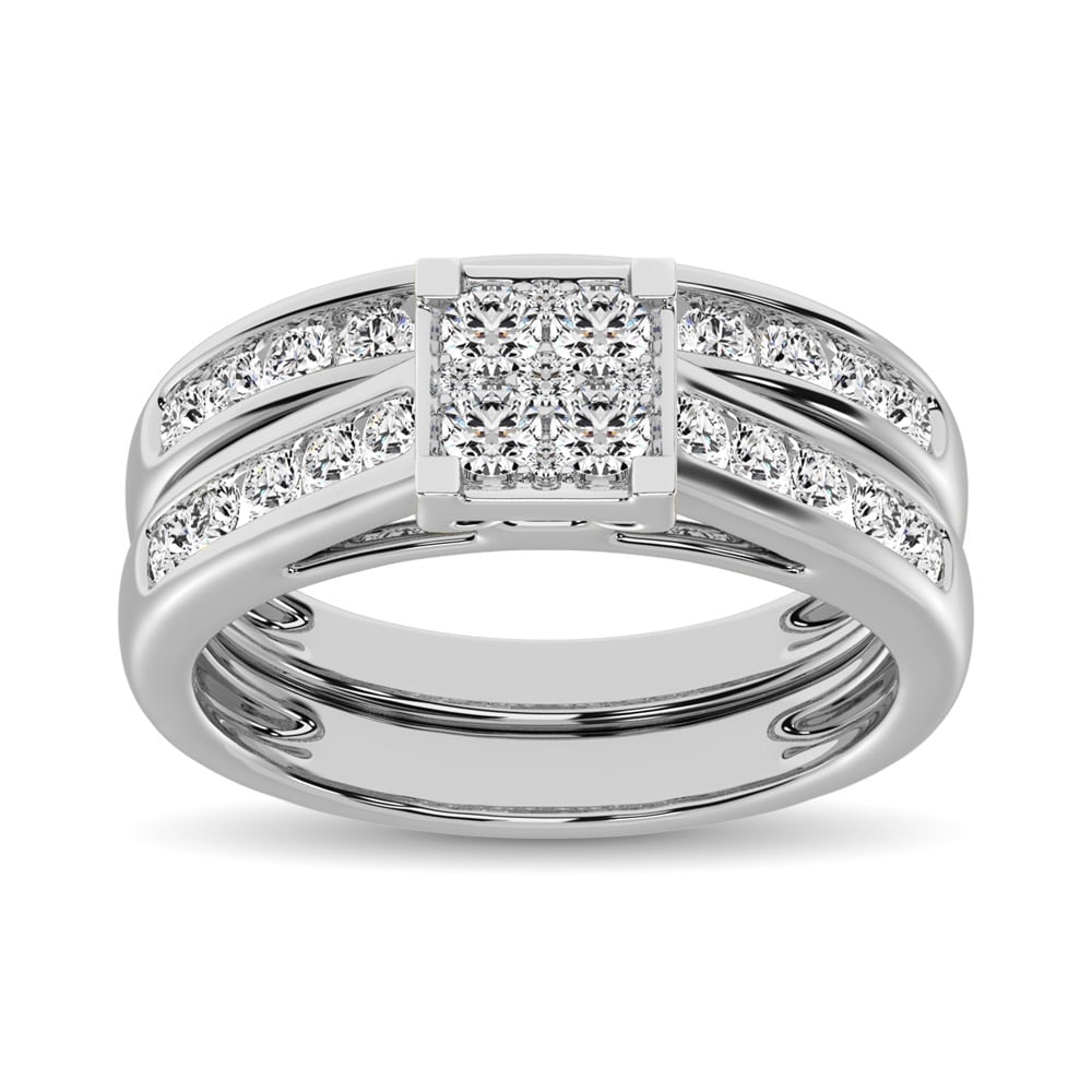 10K White Gold 1 Ct.Tw. Diamond Bridal Ring: 10K White Gold 1 Ct.Tw. Diamond Bridal Ring This amazing bridal ring is available in 10K White Gold. There are 30 round diamonds with a total carat weight of 1 Ct.Tw. set in a channel / prong setting.