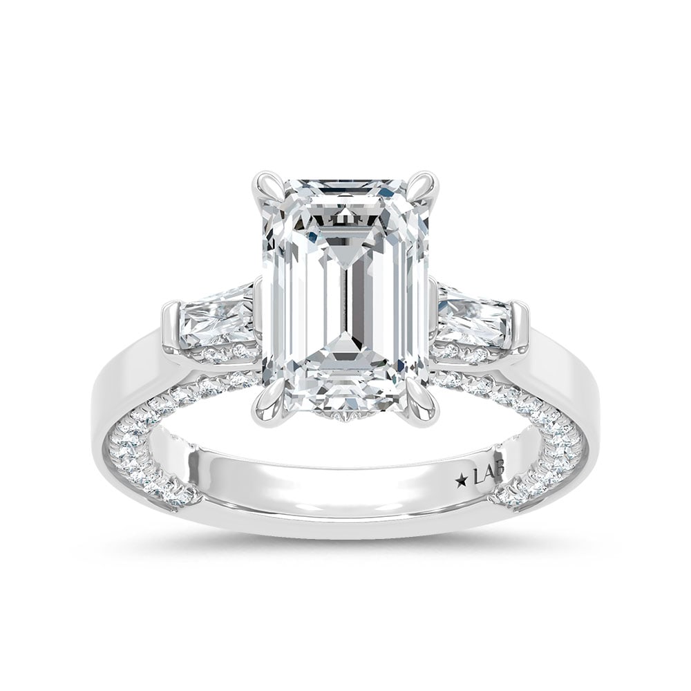 14K White Gold Lab Grown Diamond 3 7/8 Ct.Tw. Engagement Ring (IGI Certified Center 3ct) (1 of 4)