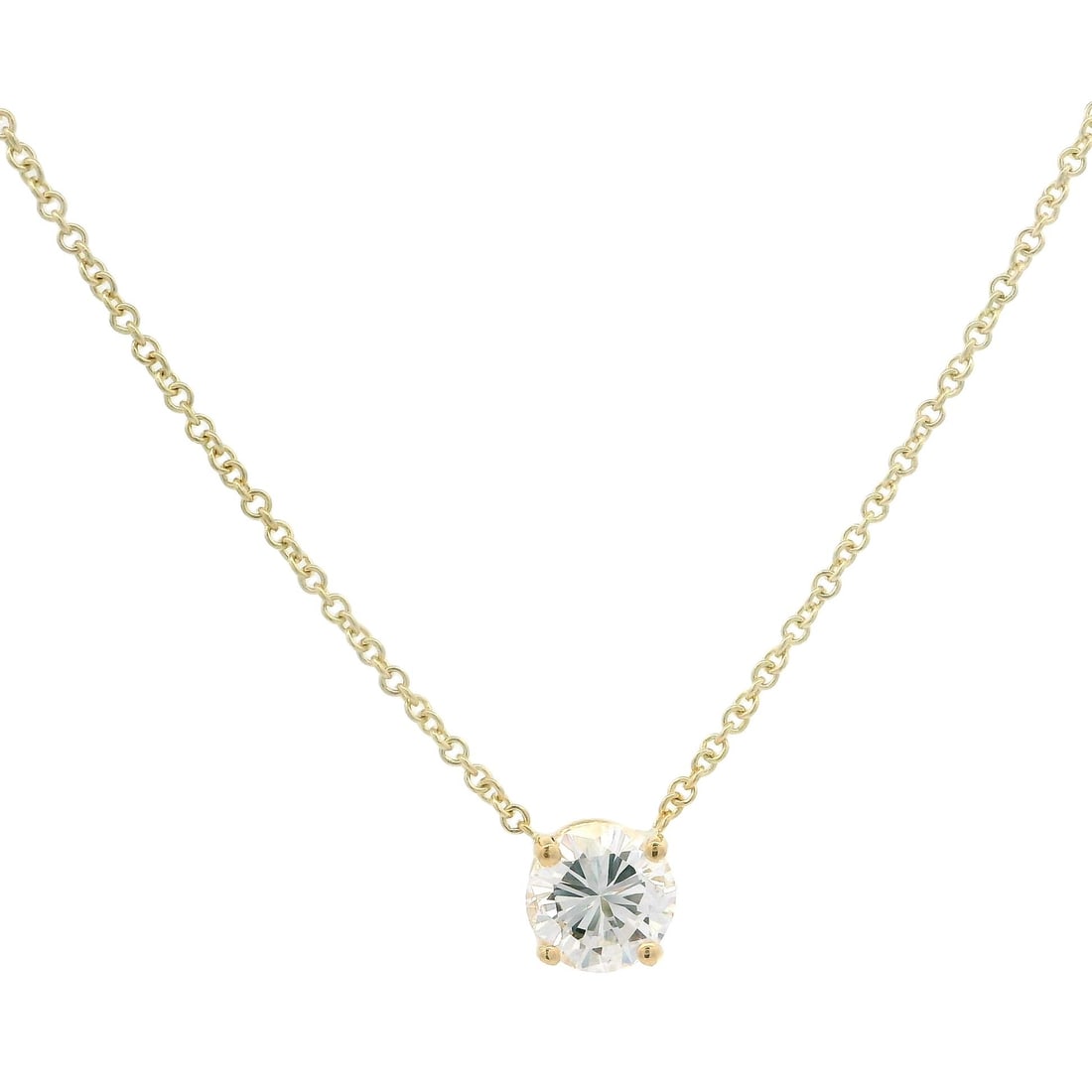 Classic 14K Yellow Gold 0.55ct Diamond Solitaire Pendant Necklace (1 of 9)
