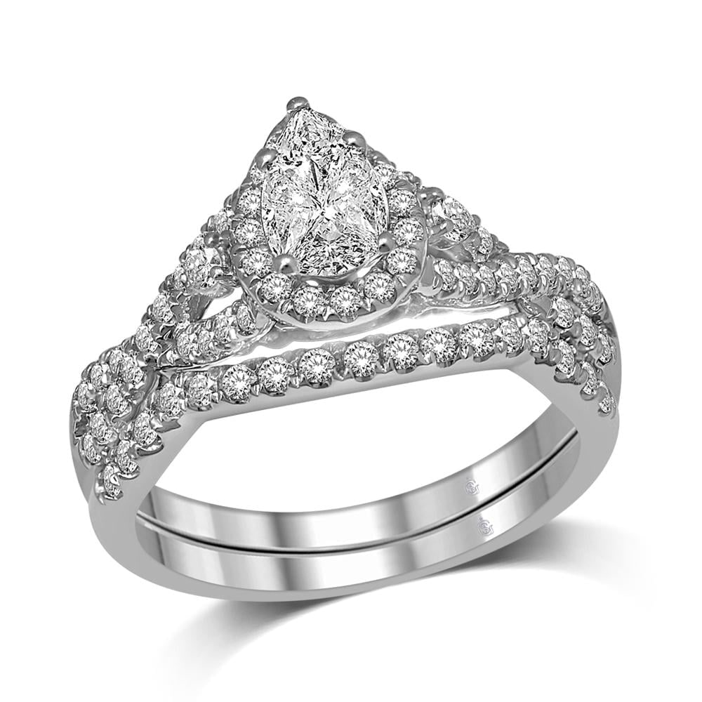 Lovecuts 14K White Gold 1 Ct.Tw. Diamond Bridal Ring: Lovecuts 14K White Gold 1 Ct.Tw. Diamond Bridal Ring This stunning Bridal Ring is available in 14K White Gold. There are 73 round diamonds with a total carat weight of 1 Ct.Tw. set in a micro prong se