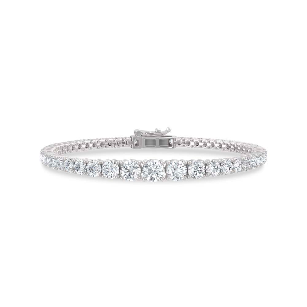14K White Gold Lab Grown Diamond 5 Ct.Tw. Gratuating Bracelet: 14K White Gold Lab Grown Diamond 5 Ct.Tw. Gratuating Bracelet Crafted in 14K White Gold, this graduating bracelet features lab grown diamonds totaling 5 Ct.Tw., offering timeless elegance. 14k White G