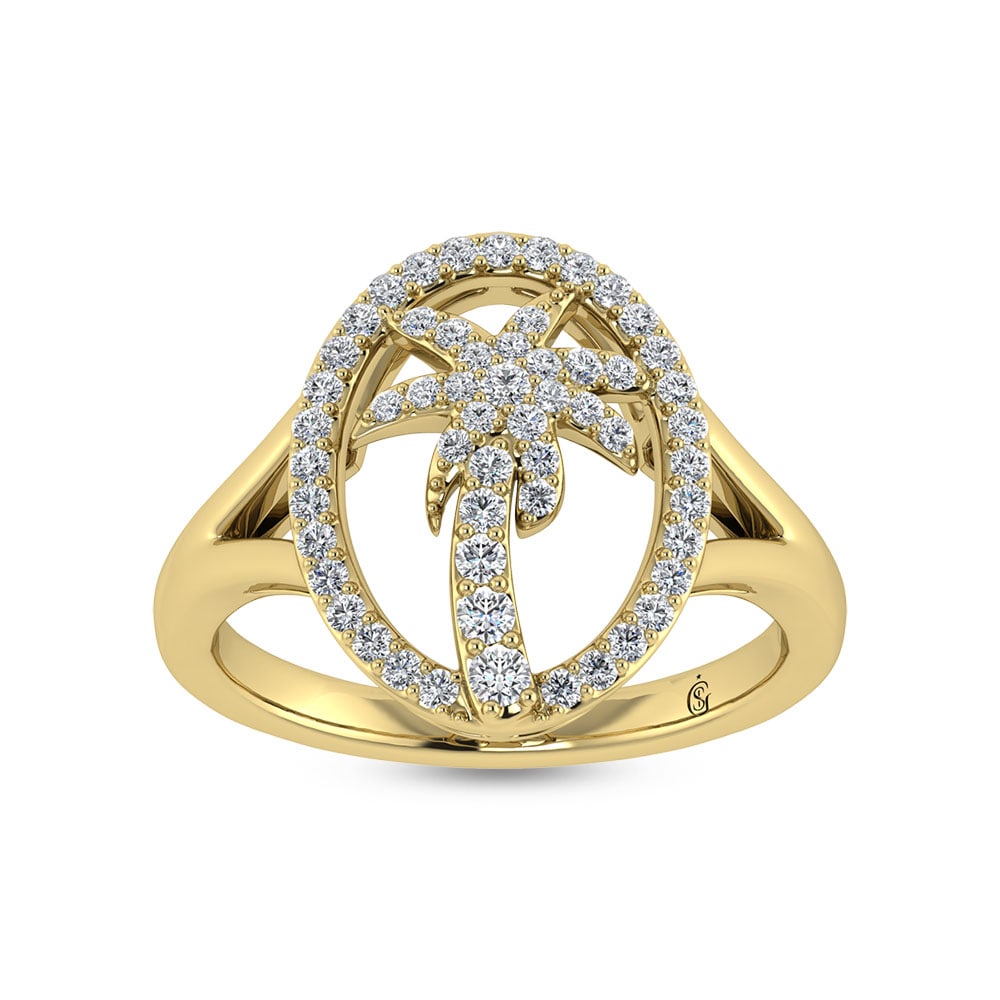 14K White Gold Diamond 1/3 Ct.Tw. Palm Tree Ring: 14K White Gold Diamond 1/3 Ct.Tw. Palm Tree Ring 14k Yellow Gold Stone Color: G-h Stone Clarity: I1-i2 This item may take 2-5 weeks for shipping. PLEASE NOTE: Framed, Large, or heavy items do not have