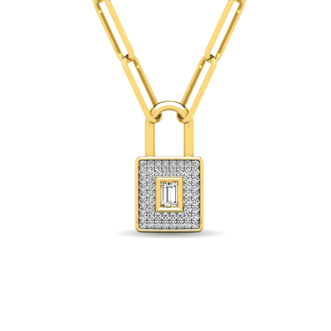 Diamond 1/5 Ct.Tw. Lock Pendant in 10K Yellow Gold: Diamond 1/5 Ct.Tw. Lock Pendant in 10K Yellow Gold 10k Yellow Gold Stone Color: H-i Stone Clarity: I1 This item may take 2-5 weeks for shipping. PLEASE NOTE: Framed, Large, or heavy items do not have