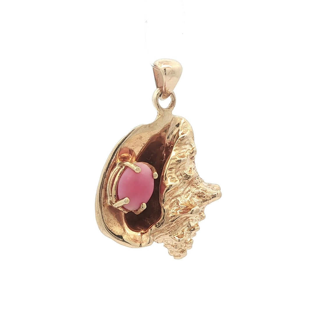 Vintage 14k Yellow Gold GIA Certified Natural Pink Conch Pearl Pendant (1 of 7)